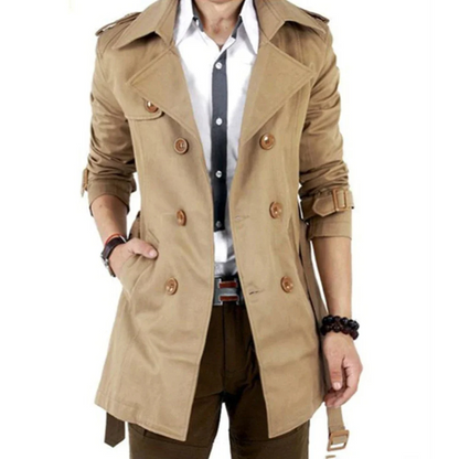 Modern men's coat - Stylish trench coat with double-breasted design