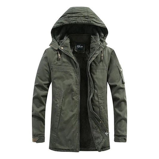 Men's lightweight parka jacket with soft lining and hood