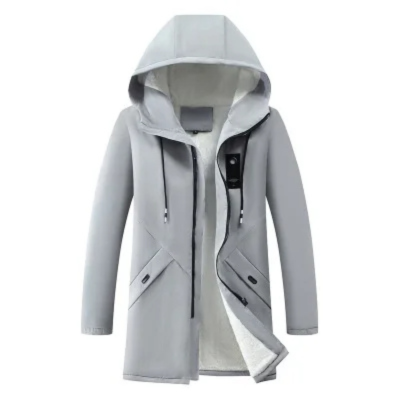 Men's parka winter jacket with hood and soft fleece lining