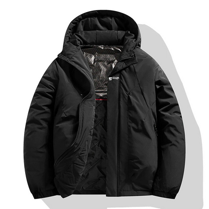 Men's puffer jacket with thermal lining and zip pockets