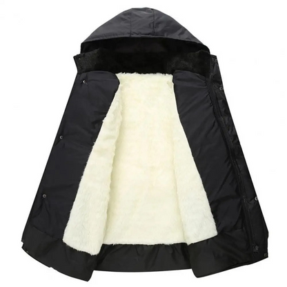 Men's puffer jacket with hood and warming lining