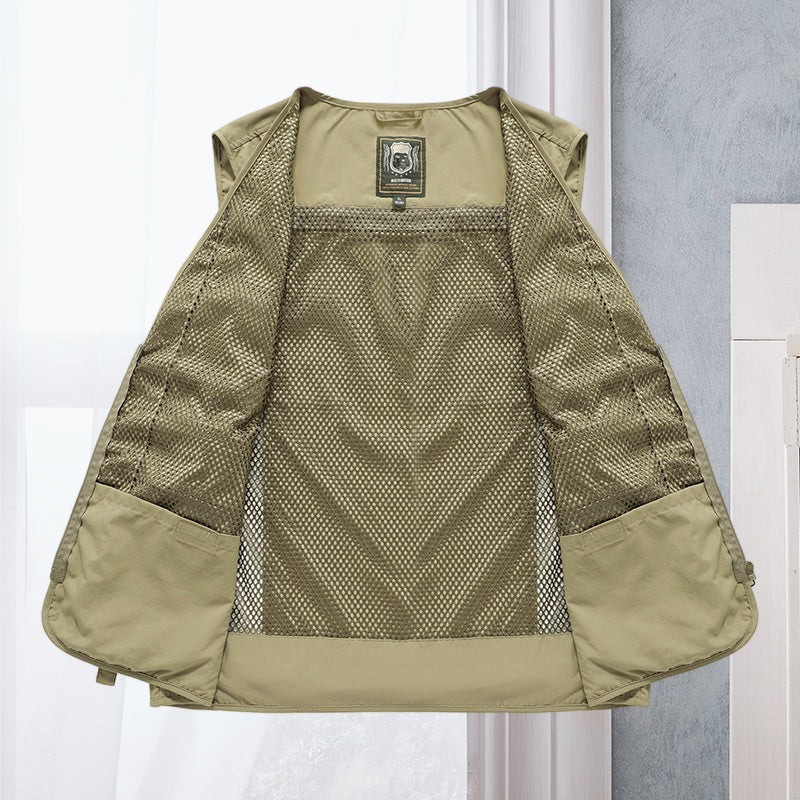 Mesh cargo waistcoat with pockets