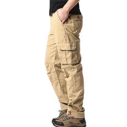 Large size stretch waist tactical cargo trousers mens