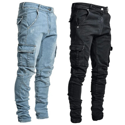 Men's cargo trousers - Slim fit jeans with pockets, fashionable urban look