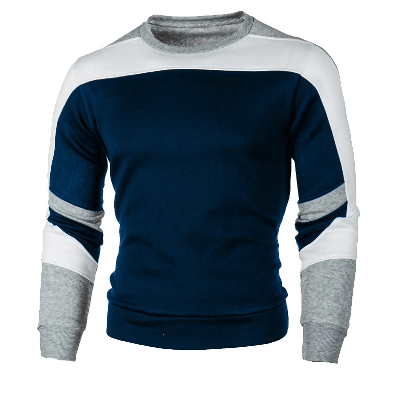 Men's sweater with colour block, round neck casual pullover sweatshirt