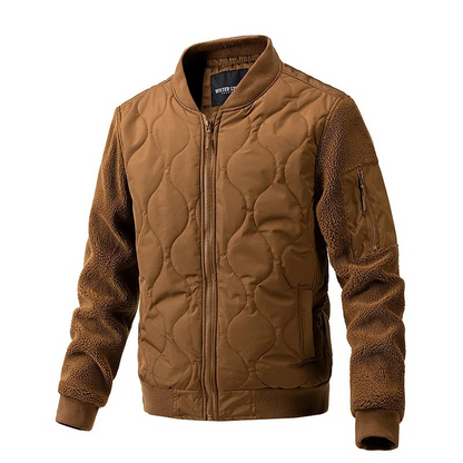 Men's quilted transitional jacket - With sherpa sleeves, Warm, With zip