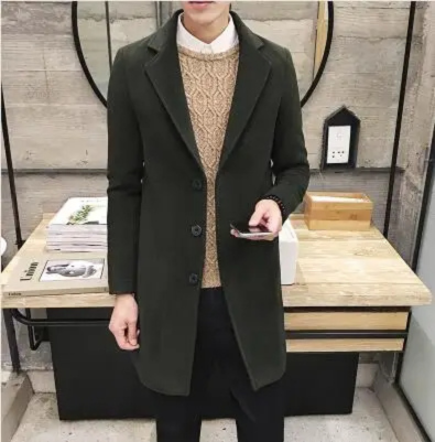 Elegant men's coat - Slim-fit wool coat with single-breasted design