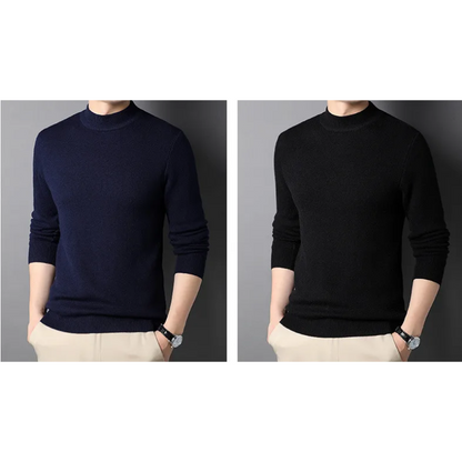 Lightweight knitted jumper with stand-up collar Turtleneck jumper for men