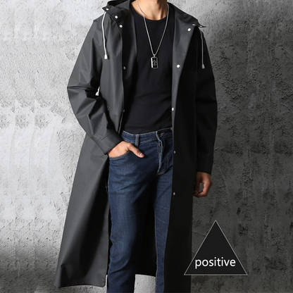 Men's mackintosh long waterproof with adjustable hood