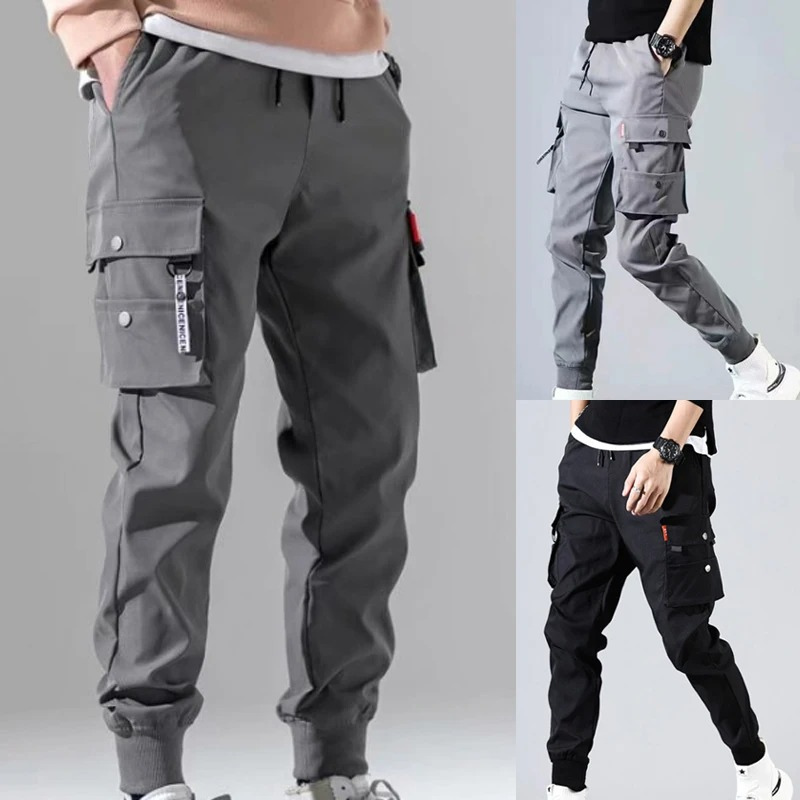 Cargo trousers men - Comfortable jogging trousers with several pockets, elasticated cuffs