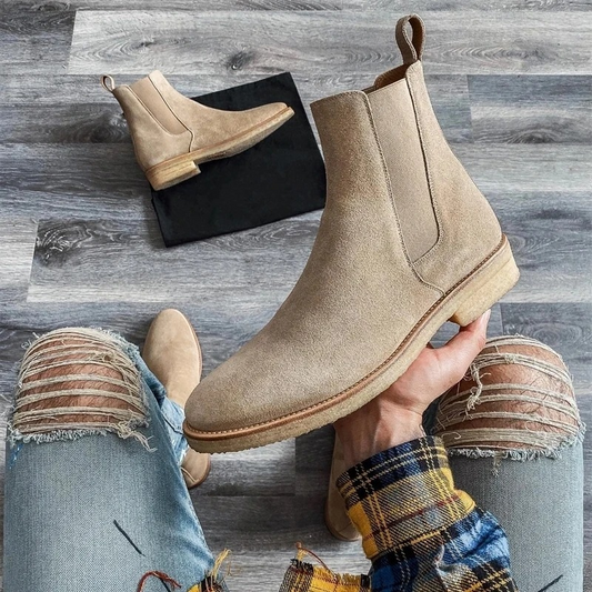 High-quality suede Chelsea boots for men with rubber soles