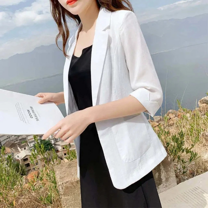 Stylish Women's Blazer With 3/4 Sleeves - Perfect For Office