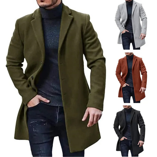 Modern men's coat - Slim-fit wool coat with single-breasted design