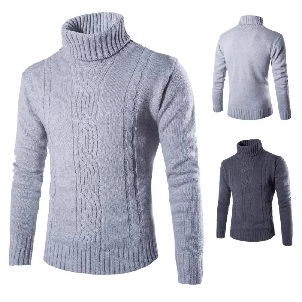 Turtleneck jumper men - Turtleneck jumper with cable knit pattern for cosiness