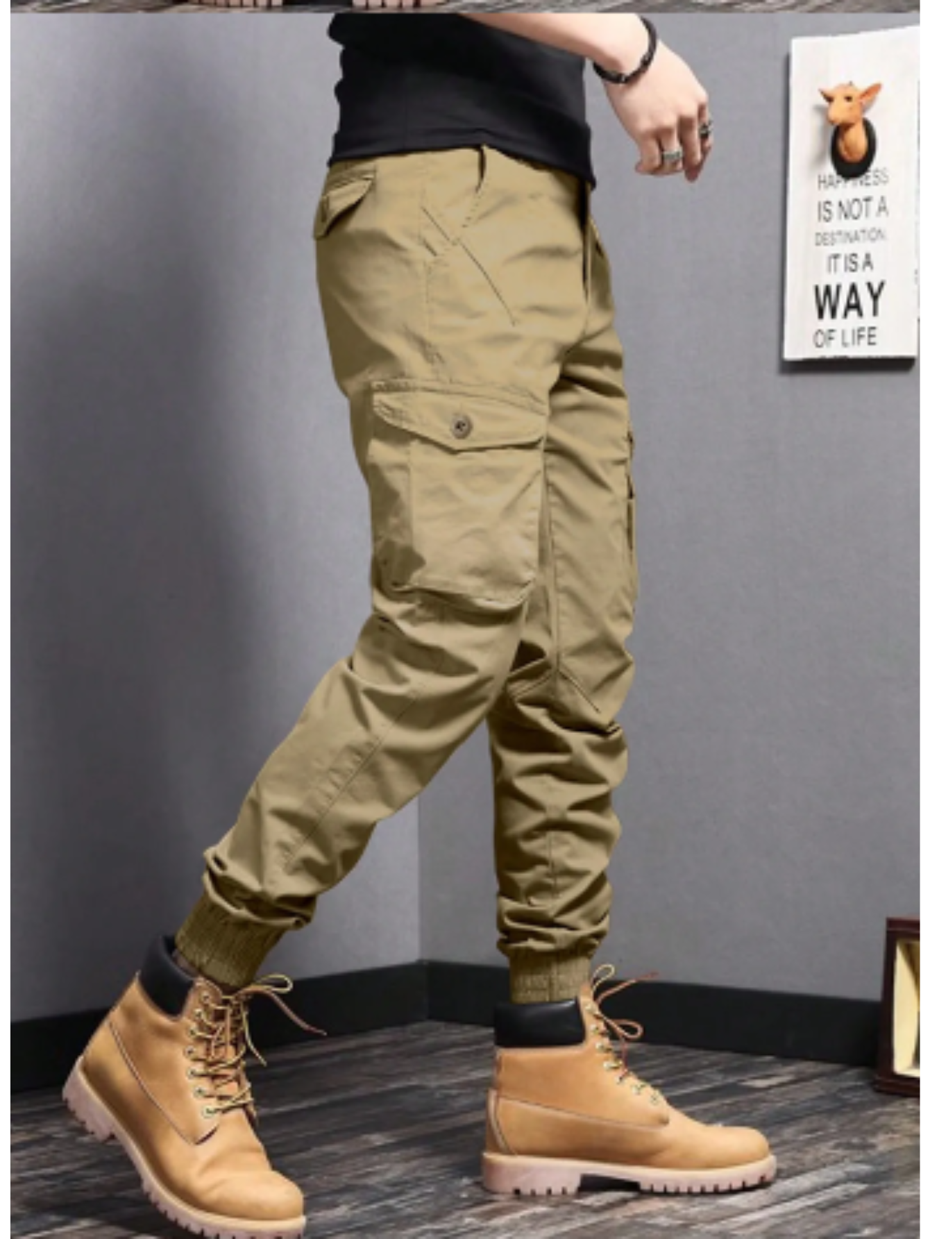 Cargo trousers for men - Robust work trousers with pockets, elasticated cuffs