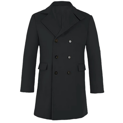 Double-breasted men's coat - Timeless wool coat with lapel collar