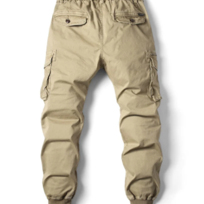 Wide drawstring - Cargo trousers for men - Comfortable outdoor trousers with pockets, elasticated waistband