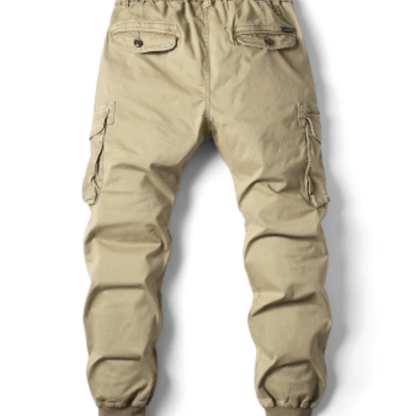 Wide drawstring - Cargo trousers for men - Comfortable outdoor trousers with pockets, elasticated waistband