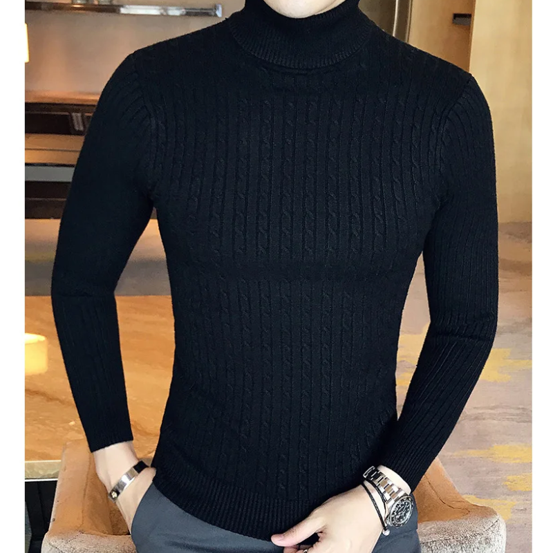 Knitted turtleneck jumper men | slim fit winter jumper