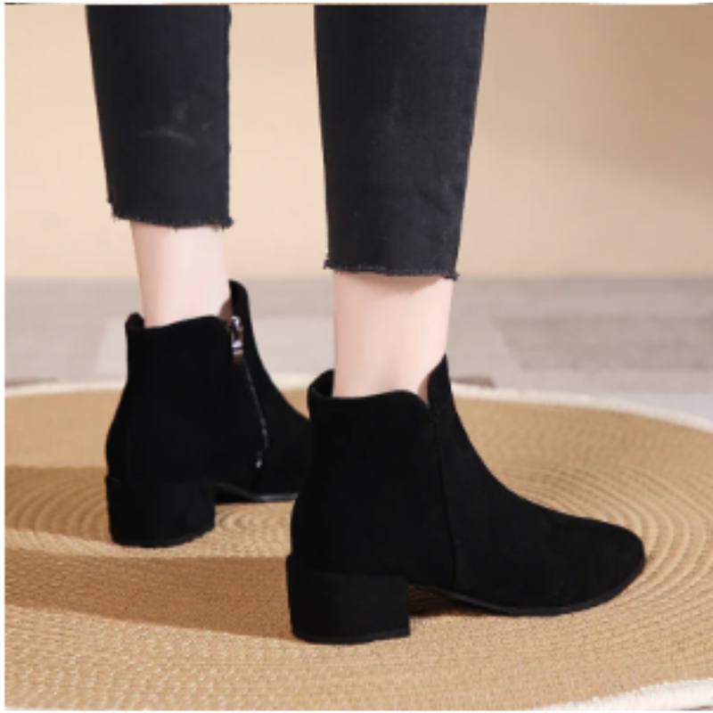 Low Heel Ankle Boots with Side Zip for Women - Women's Ankle Boots