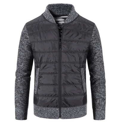 Men's quilted transition jacket - Knitted sleeves, Warm, With zip