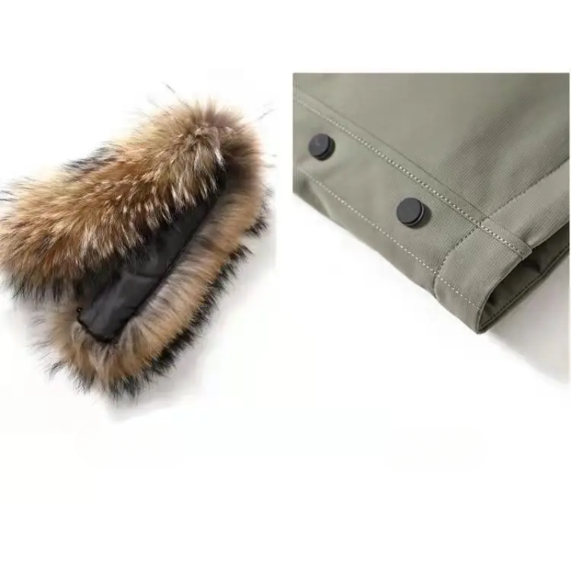 Men's parka winter jacket with fur hood and windproof material