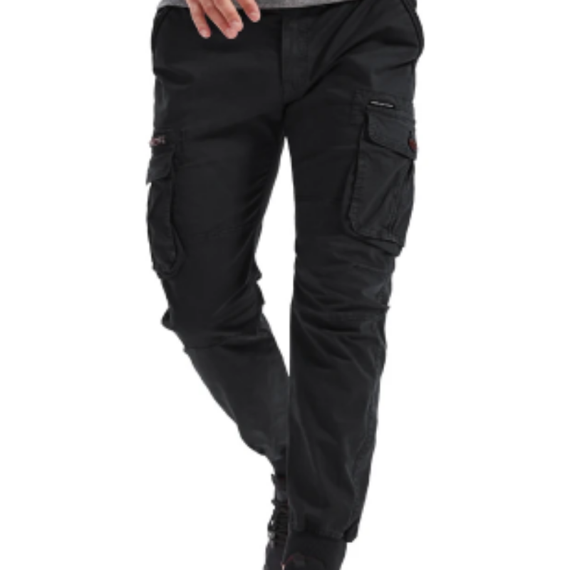 Wide drawstring - Cargo trousers for men - Comfortable outdoor trousers with pockets, elasticated waistband