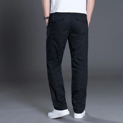 Cargo trousers for men - Light summer trousers with pockets, elasticated waistband