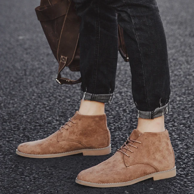 High-quality suede chukka boots for men, elegant ankle-high shoes