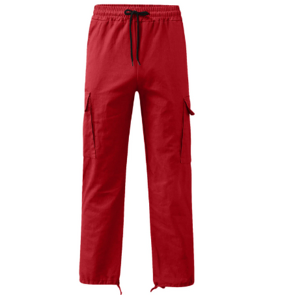 Cargo trousers men - Casual wide fit with side pockets, adjustable waistband