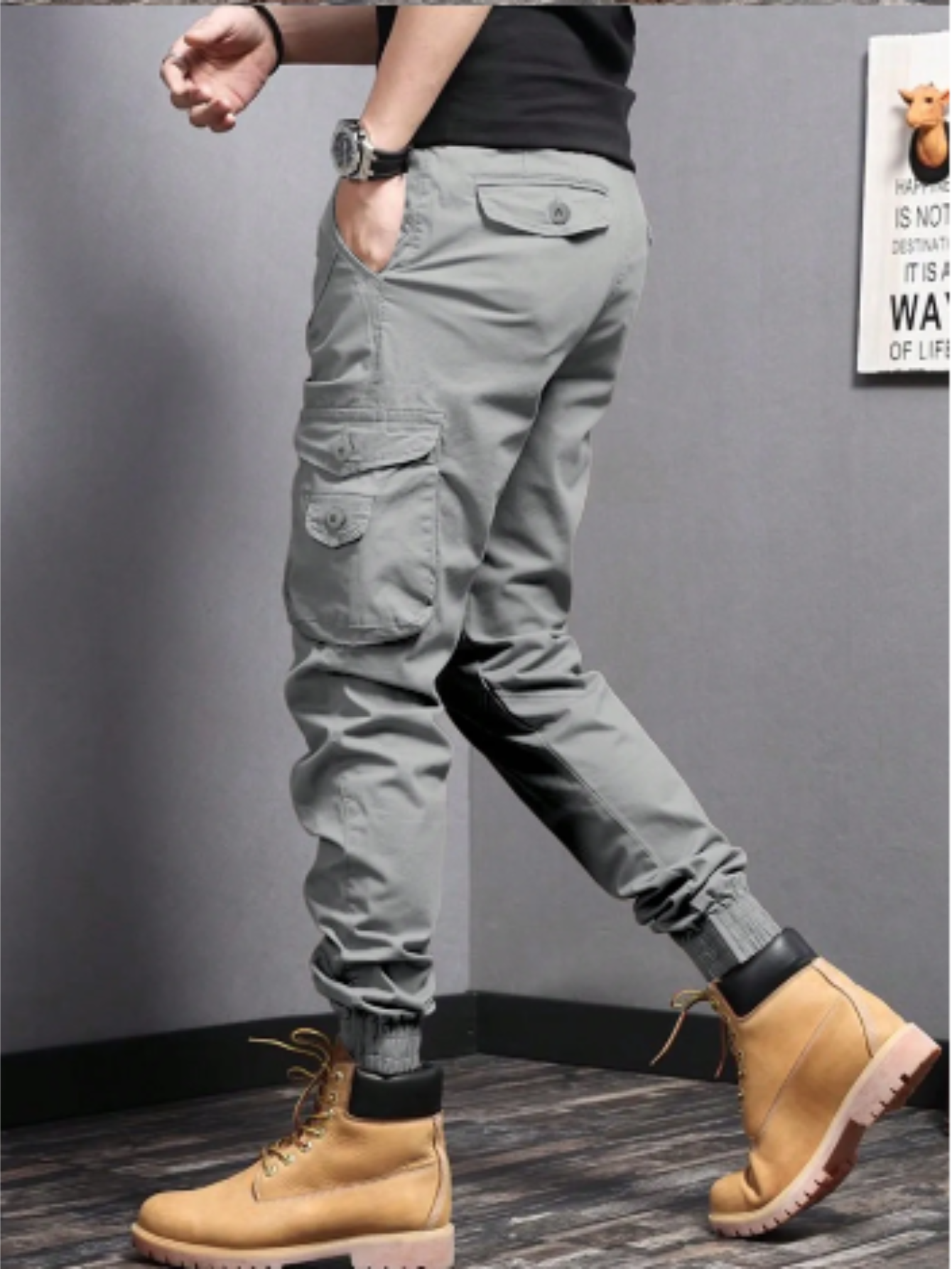 Cargo trousers for men - Robust work trousers with pockets, elasticated cuffs