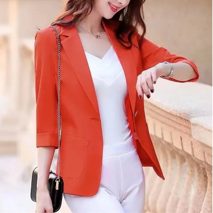 Stylish Women's Blazer With 3/4 Sleeves - Perfect For Office