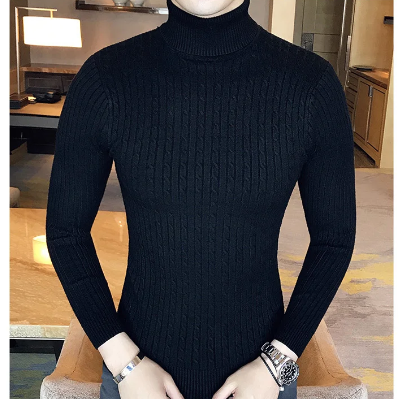 Knitted turtleneck jumper men | slim fit winter jumper