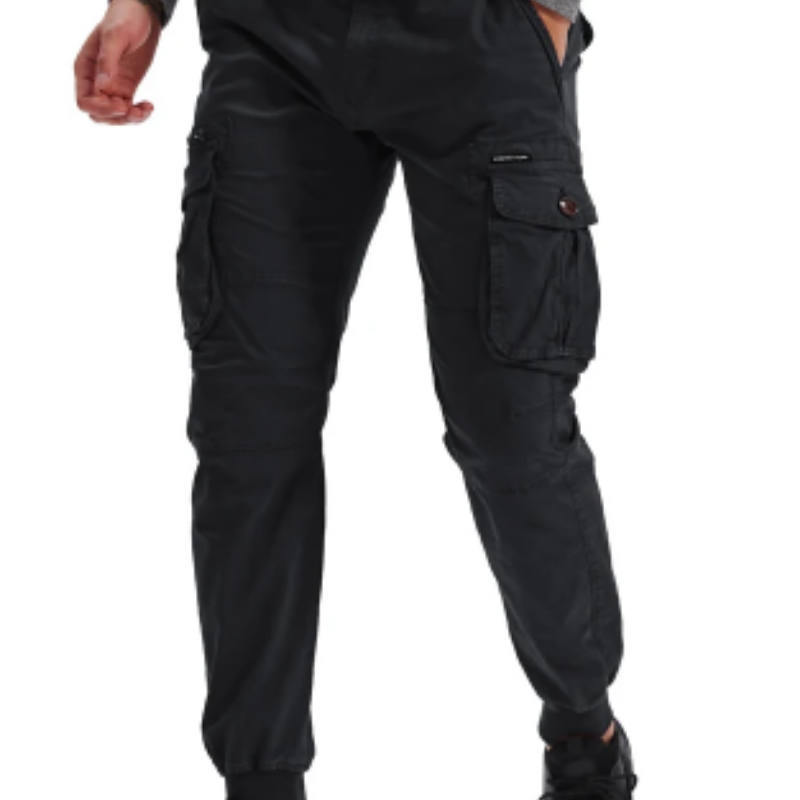 Wide drawstring - Cargo trousers for men - Comfortable outdoor trousers with pockets, elasticated waistband