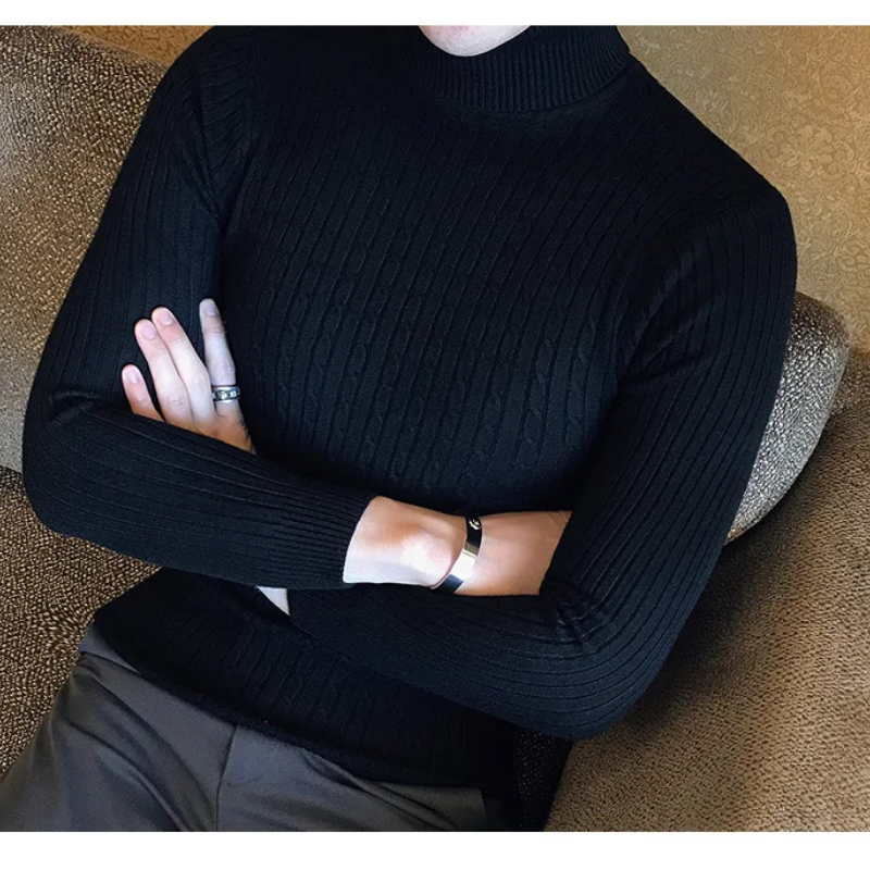 Knitted turtleneck jumper men | slim fit winter jumper