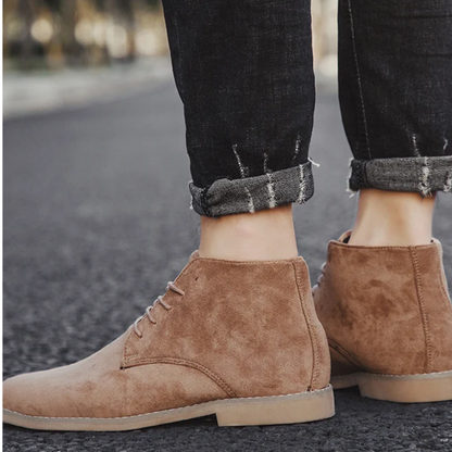 High-quality suede chukka boots for men, elegant ankle-high shoes