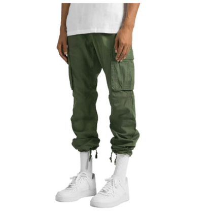 Cargo trousers men - Casual wide fit with side pockets, adjustable waistband