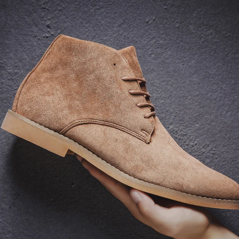 High-quality suede chukka boots for men, elegant ankle-high shoes