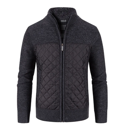 Men's quilted transition jacket - Knitted sleeves, Warm, With zip