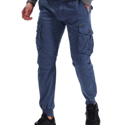 Wide drawstring - Cargo trousers for men - Comfortable outdoor trousers with pockets, elasticated waistband