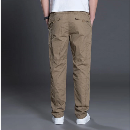 Cargo trousers for men - Light summer trousers with pockets, elasticated waistband