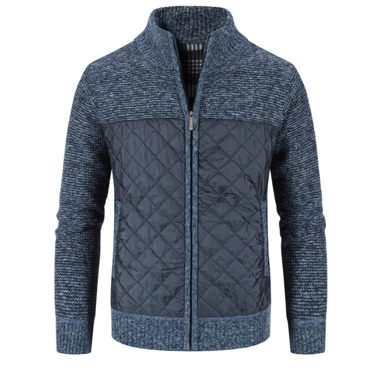 Men's quilted transition jacket - Knitted sleeves, Warm, With zip