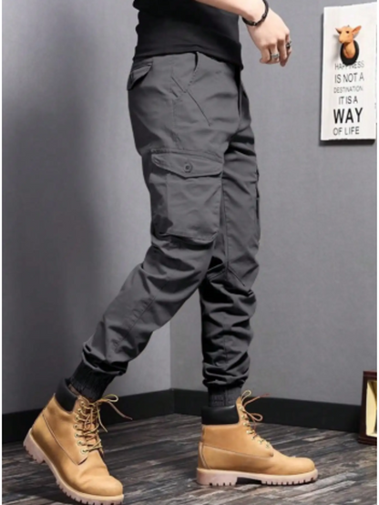 Cargo trousers for men - Robust work trousers with pockets, elasticated cuffs