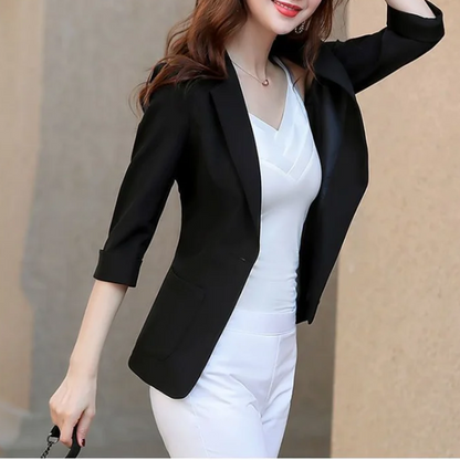 Stylish Women's Blazer With 3/4 Sleeves - Perfect For Office