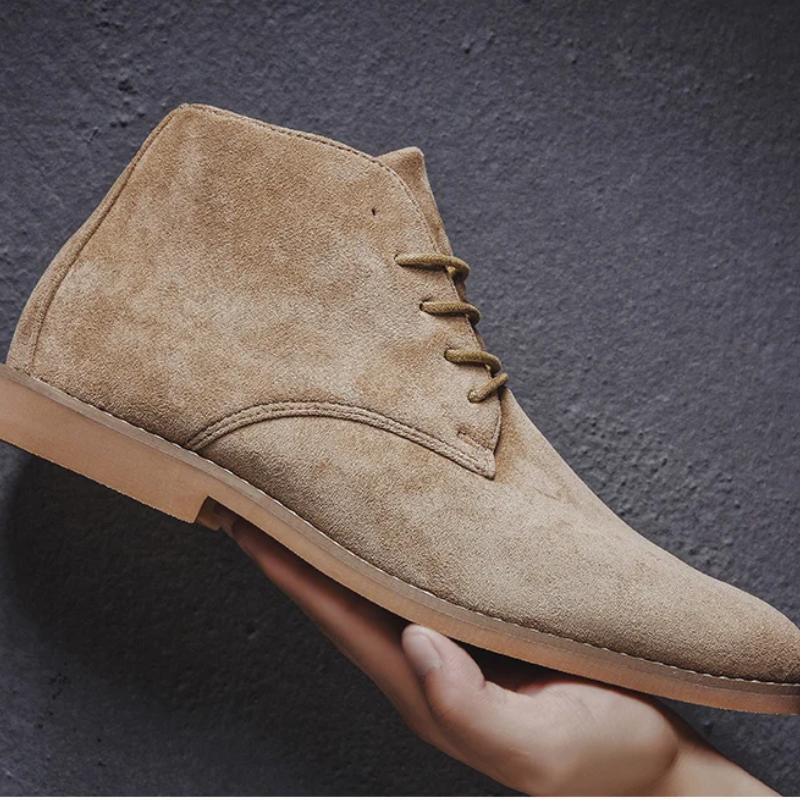 High-quality suede chukka boots for men, elegant ankle-high shoes