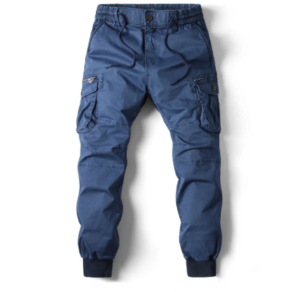 Wide drawstring - Cargo trousers for men - Comfortable outdoor trousers with pockets, elasticated waistband