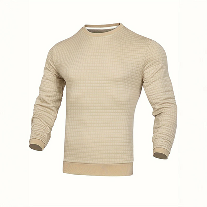 Men's sweater with structure, round neck slim fit jumper