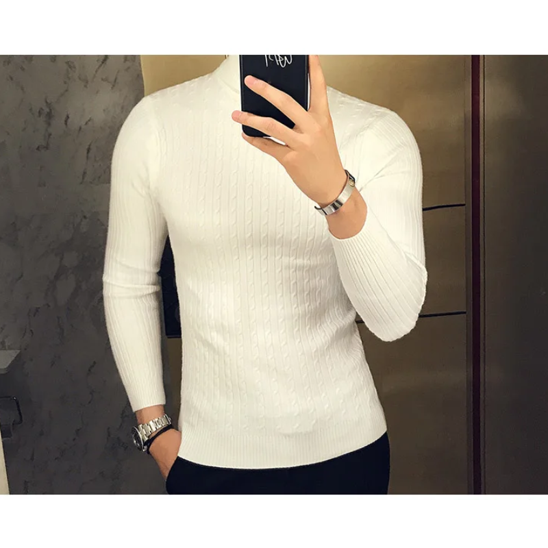 Knitted turtleneck jumper men | slim fit winter jumper