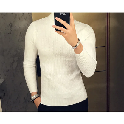 Knitted turtleneck jumper men | slim fit winter jumper