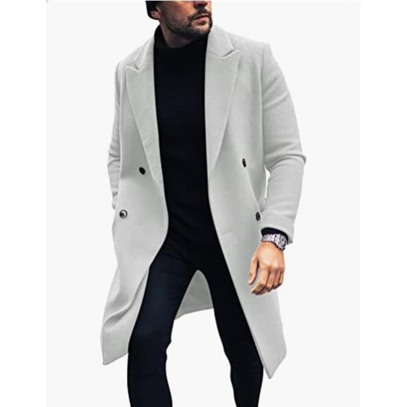 Timeless men's coat - Double-breasted wool coat with classic lapels